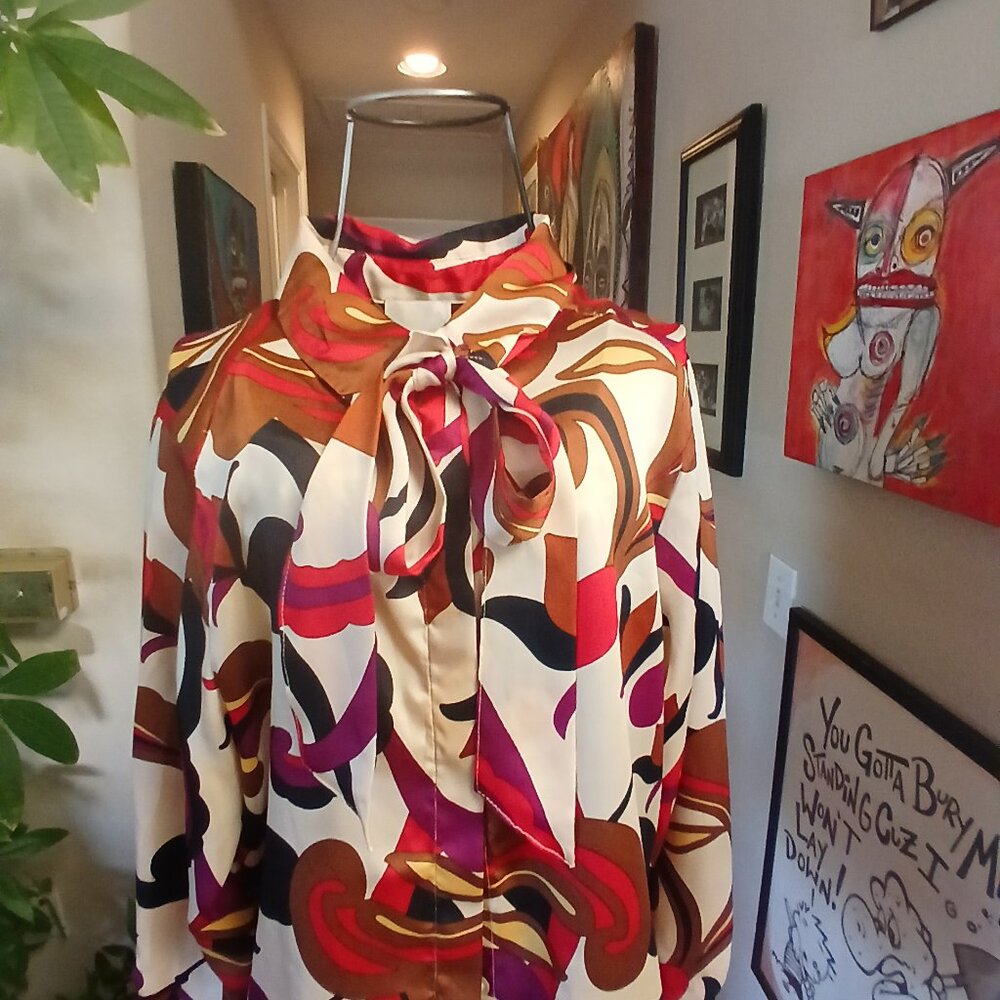Vibrant Colors! Silky sexy long sleeved shirt!